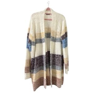 Cozy Striped Open Front Cardigan – Size 2X